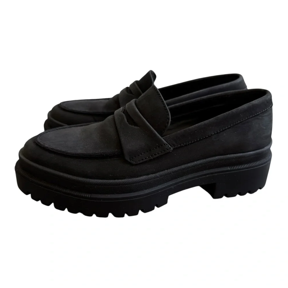 Portland Leather Goods Patina Shadow Black Zoe Chunky Loafers Size 6.5 - Picture 5 of 15